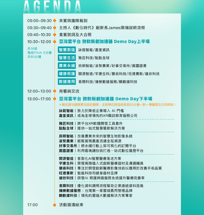 2022亞灣雲平台｜微軟新創加速器 Demo Day暨商機交流媒合會